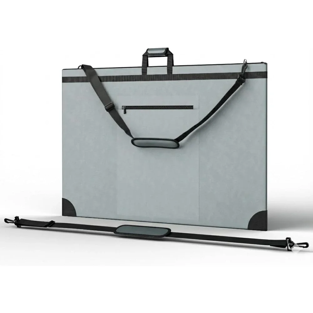 Grey Gray Waterproof Art Portfolio Case 24” X 36” Shoulder Strap Pockets Zipper
